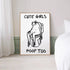 Framed artwork with a frog illustration and text on a wall.
