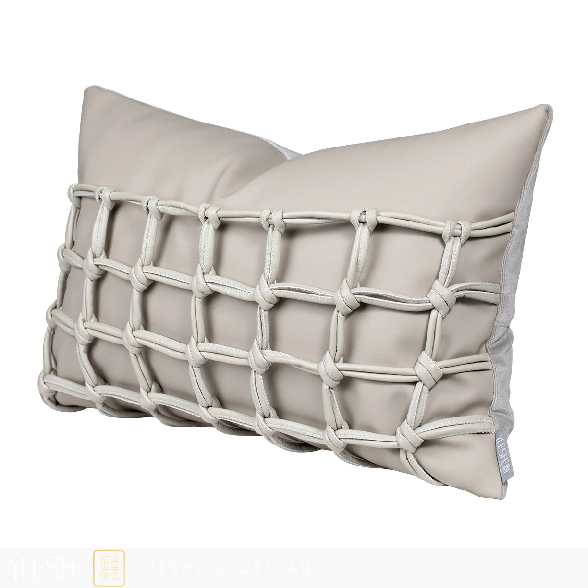 Modern minimalist orange gray leather handmade woven cushion and pillow model room decoration waist pillow customization