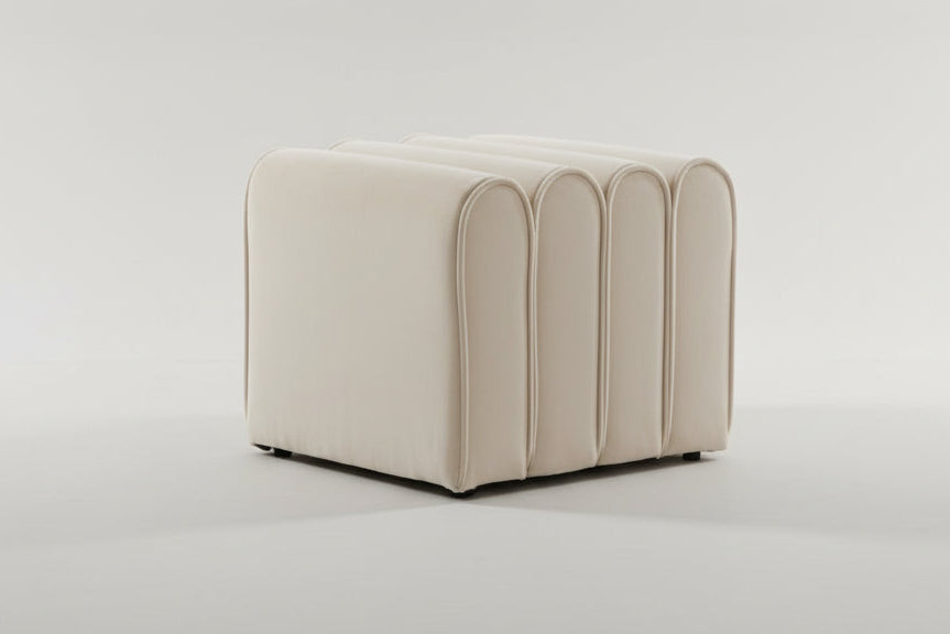 Beige ottoman on a light gray background
