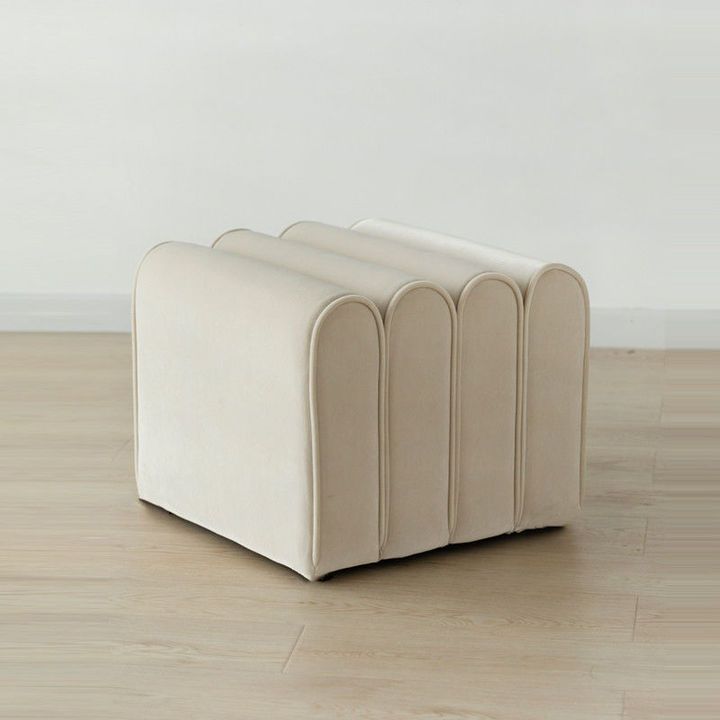 Beige Designer Flannel Foot Stool