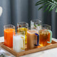 Square Glass Cup Milk Coffee Water Heat Resistant Handgrip Mug Party Breakfast Juice Beer Mugs Microwavable Safe Mug