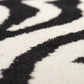 Close-up of a black and white patterned rug