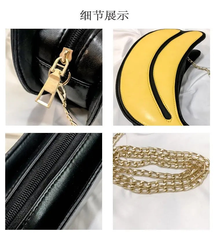 Trendy Personality Interesting Banana Shape PU Leather Chain Ladies Messenger Bag Ladies Shoulder Bag ladies PursesCute Side Bag