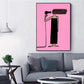 Modern living room with a gray sofa and abstract art on the wall