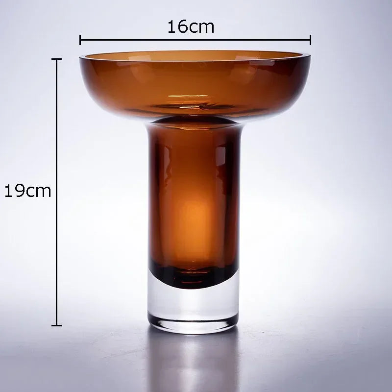 amber glass bowl vase modern flower vessel table centerpiece home decor alternate product view