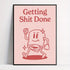 Framed poster with a cartoon character and text &