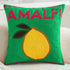 Green pillow with a lemon and &