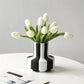 Creative Stripe Vase Black and White Stripe Vase Unique Black White Modern Vase Home Decoration ﻿