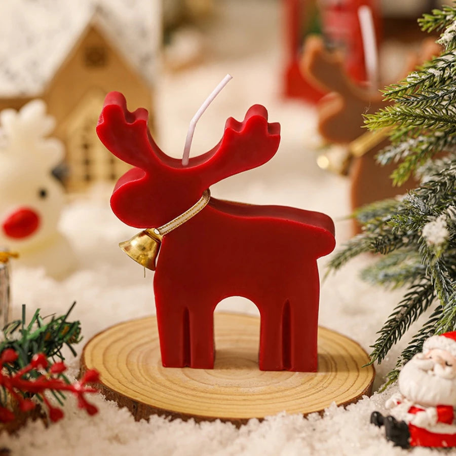 1 Red Reindeer Scented Candle, Creative Christmas Reindeer Festive Atmosphere Candle Party Decoration Ornament Souvenir Gift