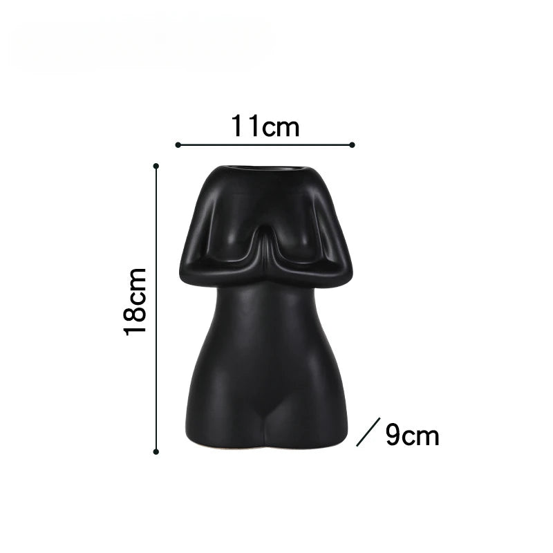 Nordic Ceramic Body Vase Indoor female body Flower Pot Modern Home Interior Decoration White Goods Decor Office Desk Decoration