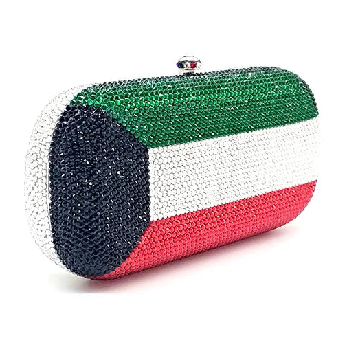 Clutch bag with the design of the Kuwaiti flag on a white background