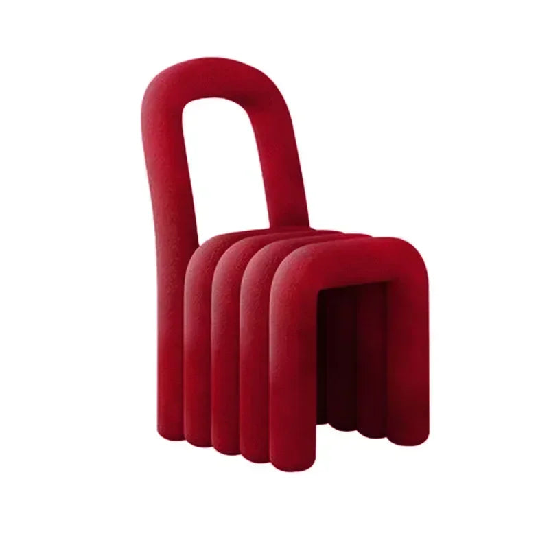 Red Creative Nordic Rainbow Dining Chair, Lambswool Home Decorative Chair