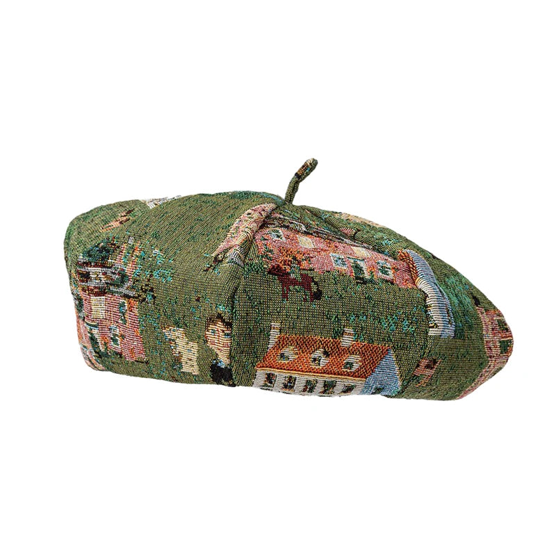 Niche Color Matching Beret Women Artistic Retro Painter Girls Design Pumpkin Berets Hat