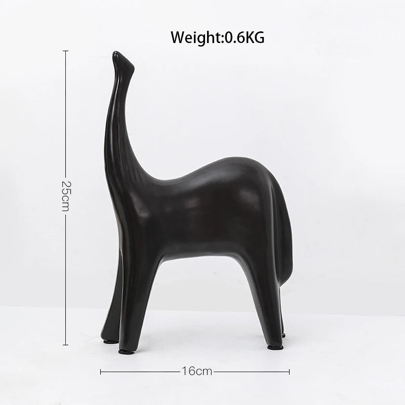 Modern Abstract White Horse Statue Ceramic Ornaments Home Decoration Animal Figurines For Gift  Black Horse Sculpture