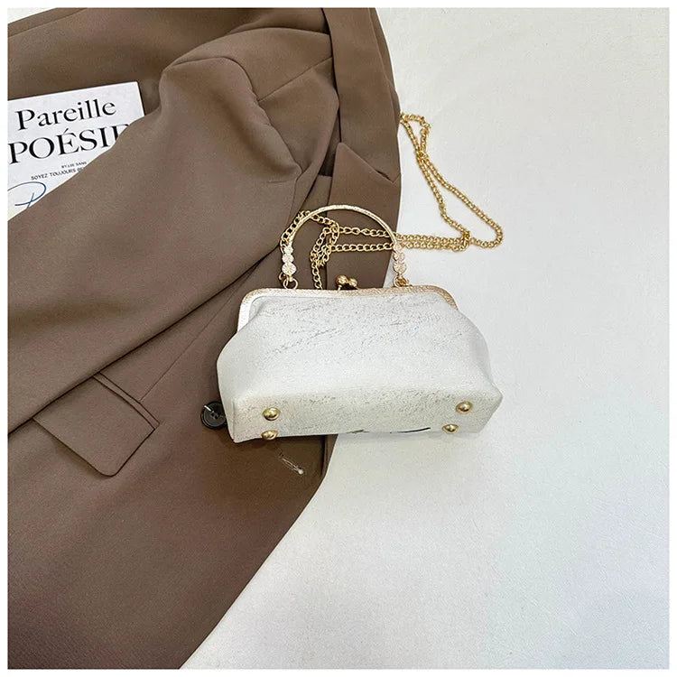 Chinese Style Persimmon Embroidered Shoulder Bag Elegant Handbag Retro Small Square Bag Wedding Party Women Clip Evening Clutch