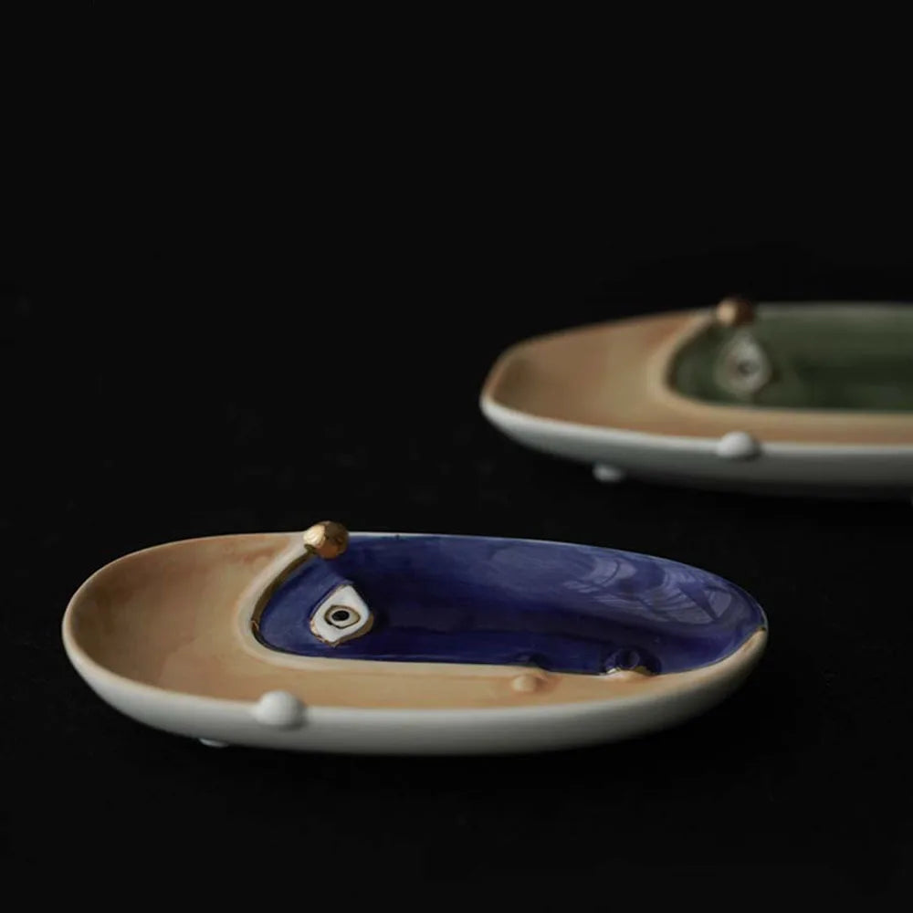 Nordic Hand-painted Human Face Ceramic Fruit Plate Ornaments Living Room Bedroom Entrance Key Jewelry Snacks Storage Crafts Gift