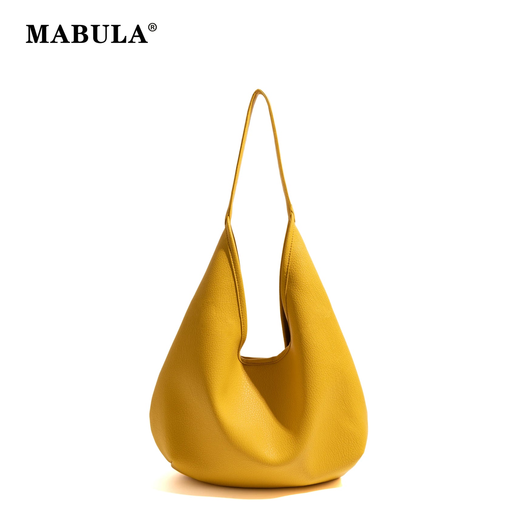 MABULA high end PU Leather Women Hobo Handbags Casual Slouchy Daily Style Single Shoulder Purses Magnetic Buckle Shopper Bag