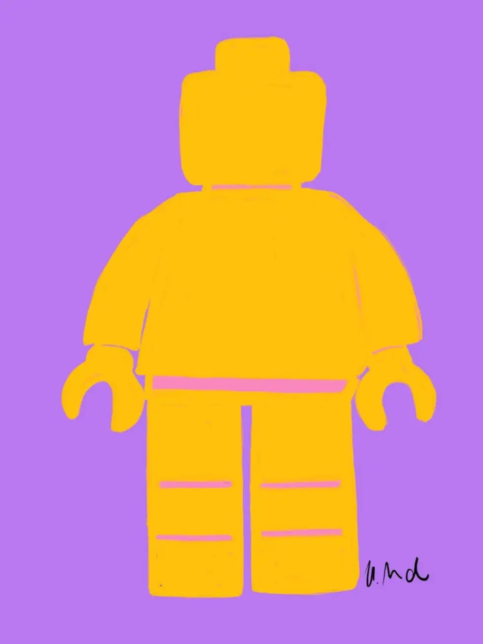 Yellow Lego figure on a purple background