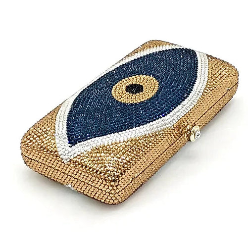 Clutch bag with eye design on a white background
