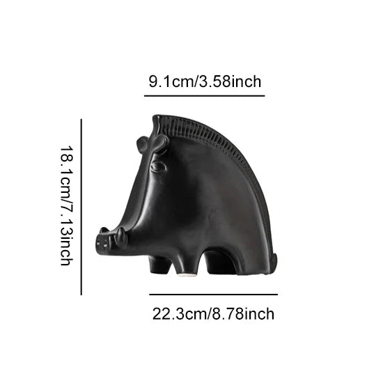 Black Nordic Wild Boar Ceramic Ornament