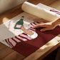 Illustration of a person holding a bottle and glass on a mat, with a hand interacting with the illustration.