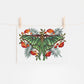 Wall Art of a green butterfly with red strawberries and black and white zebra stripes on a white background.
