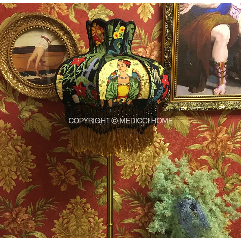Medicci Home Mexican Women And The Mysterious Jungle Decorative Lampshade Vintage Design Luxury Handmade Lamp Shade With Tassels