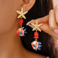Colorful Fish Starfish Drop Earrings for Women Bohemian Ceramic Stone Earrings Cartoon Marine Life Series Party Ear Jewelry F