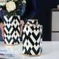 Modern Geometric Black and White Striped Storage Jar Household Ceramic Candy Sealed Jar Vase Sundries Container Home Decoration