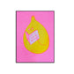 Yellow lemon character holding a sign with text on a pink background