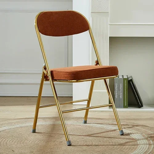 Retro Corduroy Folding Dining Chairs - Neoclassical Design Creative