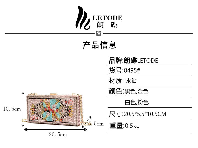 New Fashionable Poker Diamond Evening Clutch Handheld Shoulder Chain Small Square Bag for Ladies