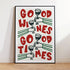 Framed poster with hands holding wine glasses and text &