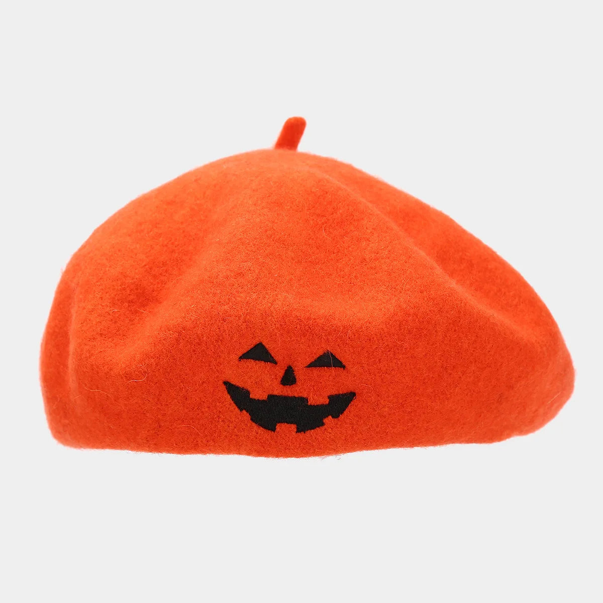 Chic Skull Embroidered Halloween Beret for Women Pumpkin Hat in White