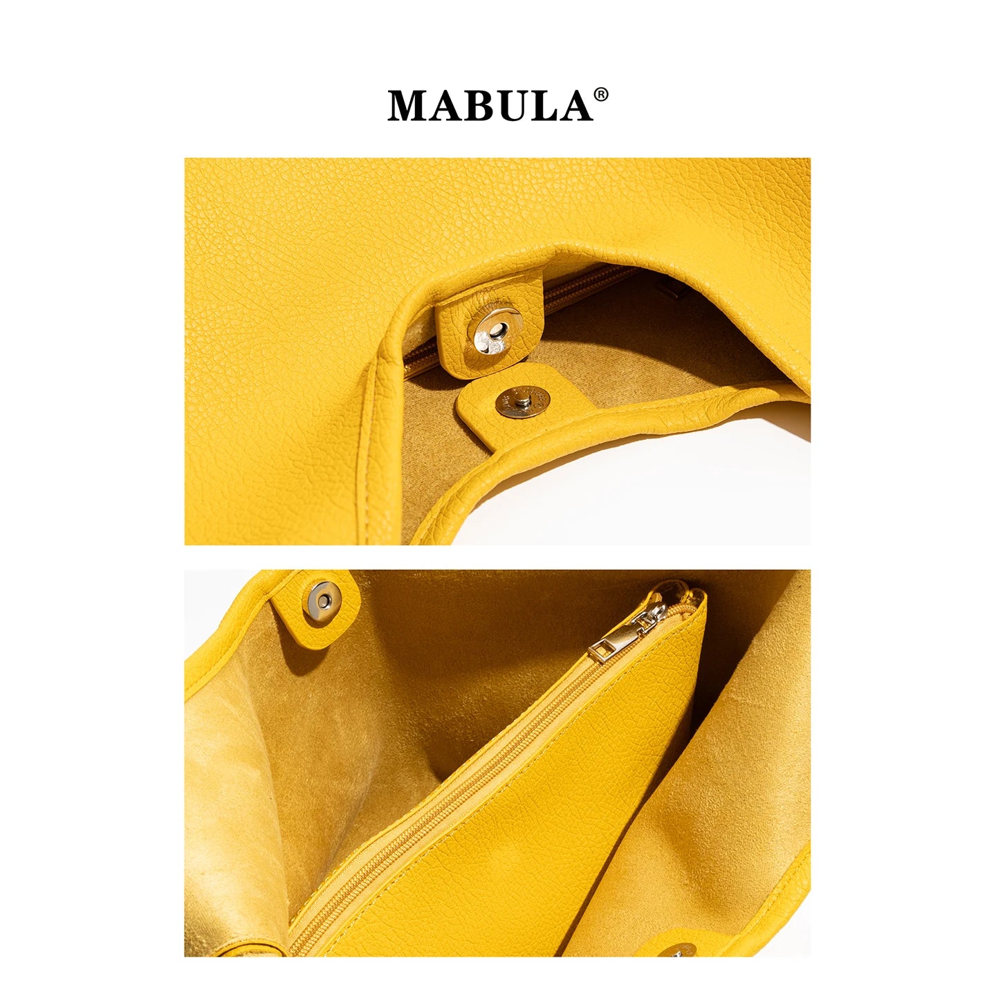 MABULA high end PU Leather Women Hobo Handbags Casual Slouchy Daily Style Single Shoulder Purses Magnetic Buckle Shopper Bag