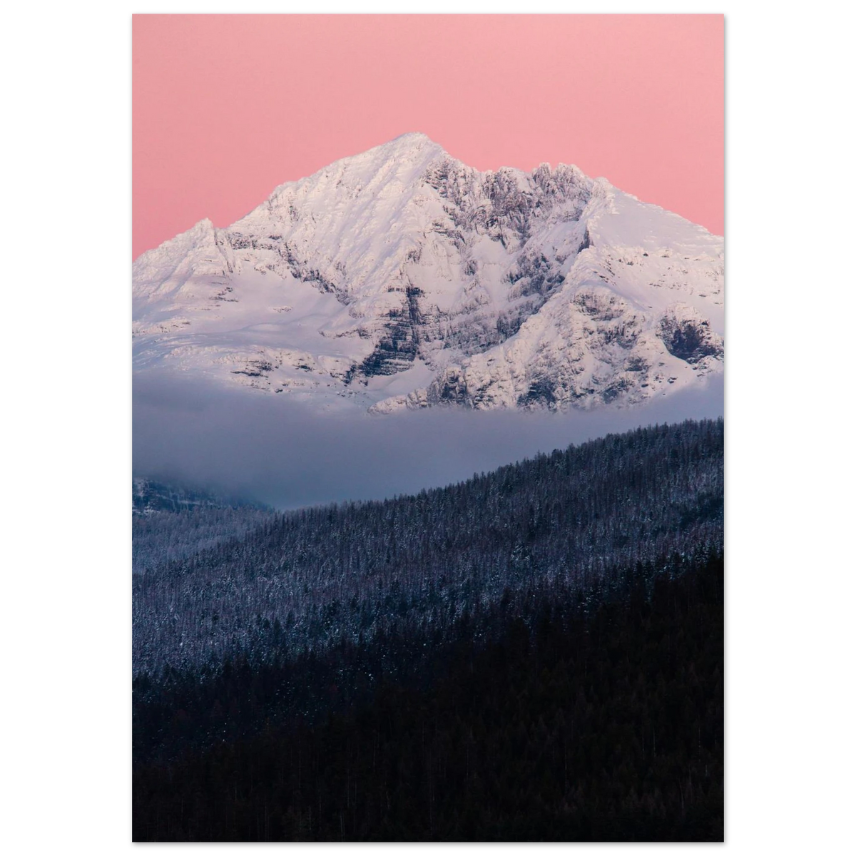Pink Mountain Wall Art Poster Snowy Gunsight Mountain Landscape Blush Sky Nature Decor #PD_305 product image