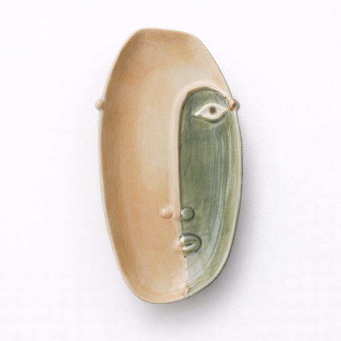 abstract face hand painted ceramic plate main product view