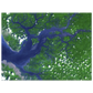 Unframed poster showing branching green and blue waterways in the Sierra Leone estuary seen from space