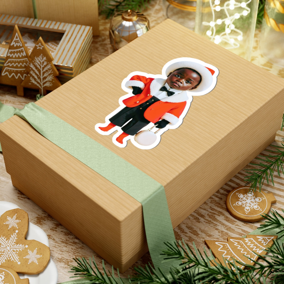 African Christmas Sticker Gift For Kids Cute Santa Child Vinyl Decal Holiday Laptop Decor Stocking – product image 10