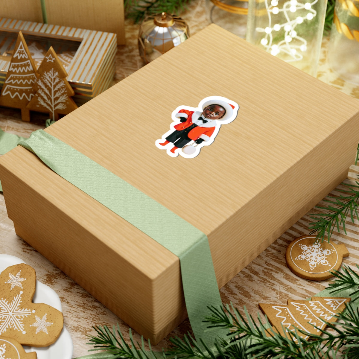 African Christmas Sticker Gift For Kids Cute Santa Child Vinyl Decal Holiday Laptop Decor Stocking – product image 6