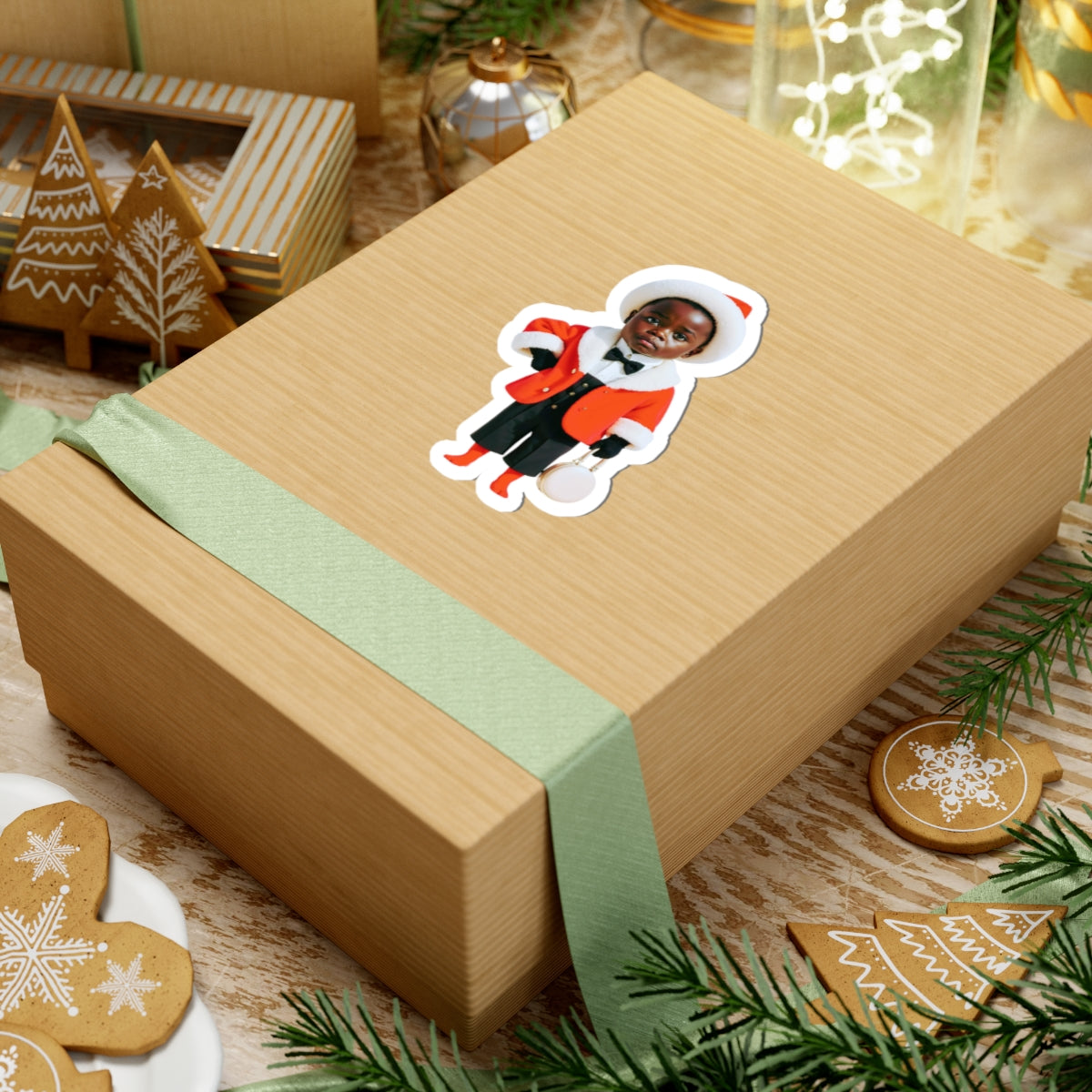 African Christmas Sticker Gift For Kids Cute Santa Child Vinyl Decal Holiday Laptop Decor Stocking – product image 8