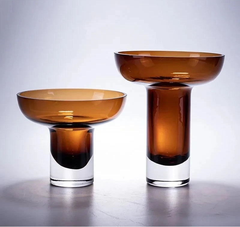 amber glass bowl vase modern flower vessel table centerpiece home decor styled product view