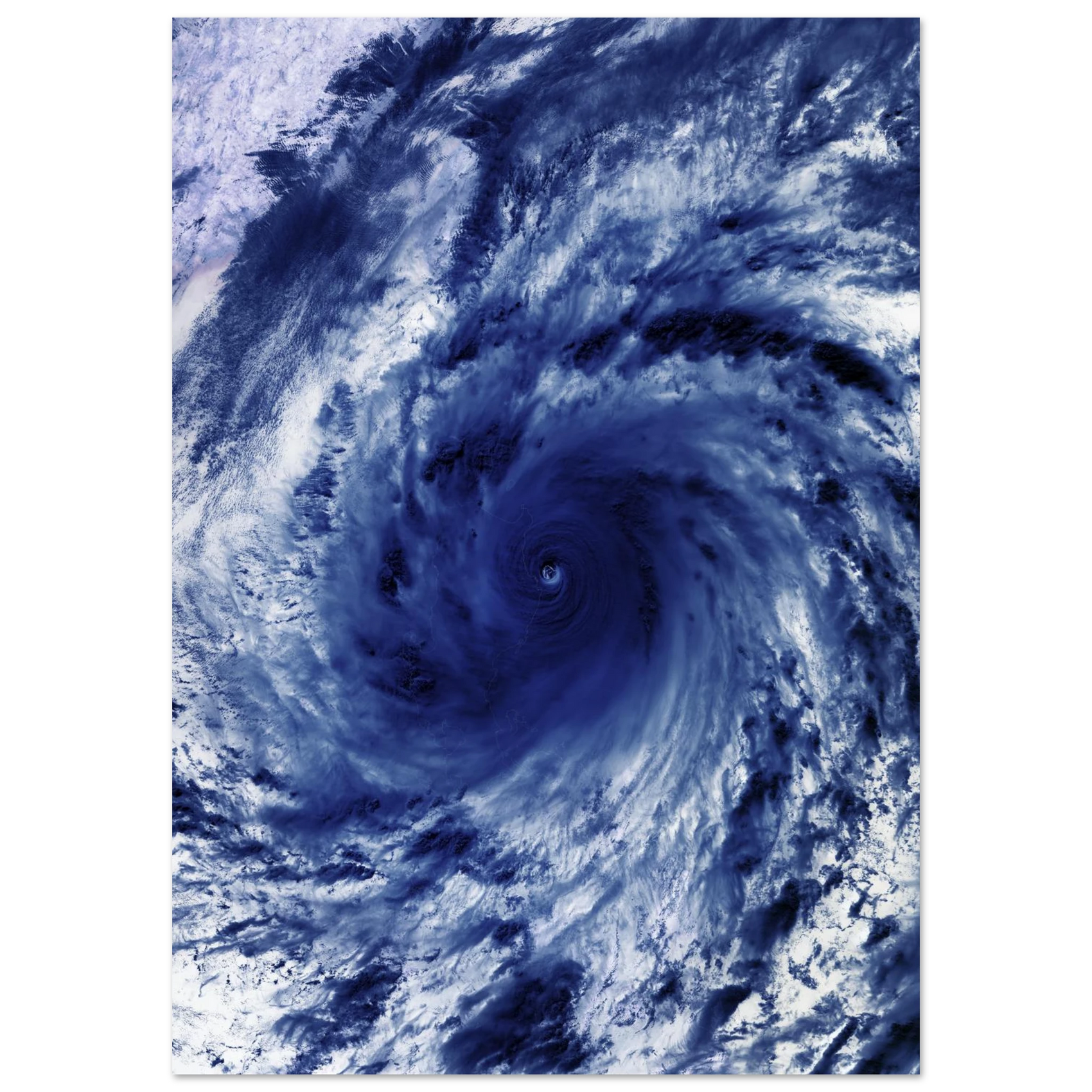 Dramatic Cyclone Swirl Premium Semi-Glossy Poster - Deep Blue Abstract Art Print for Modern Spaces