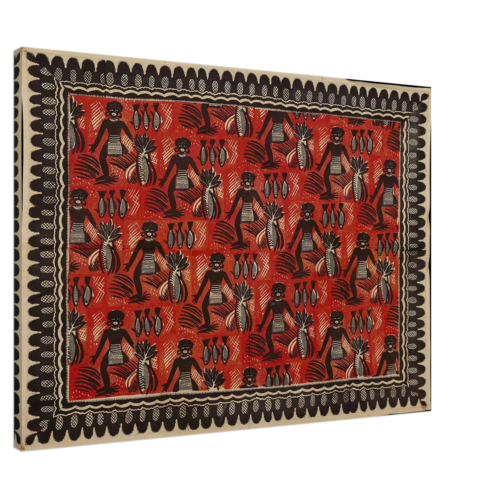 CANVAS - Primal Dance: Vivid Red & Black Tribal Art Canvas Print