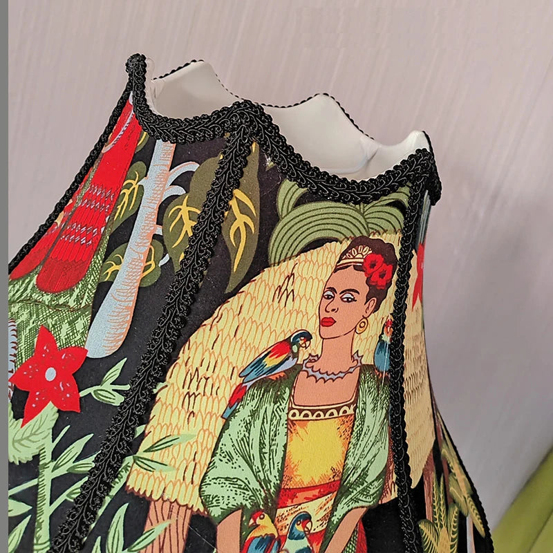 Colourful beaded tassel French style lampshade detail view 2