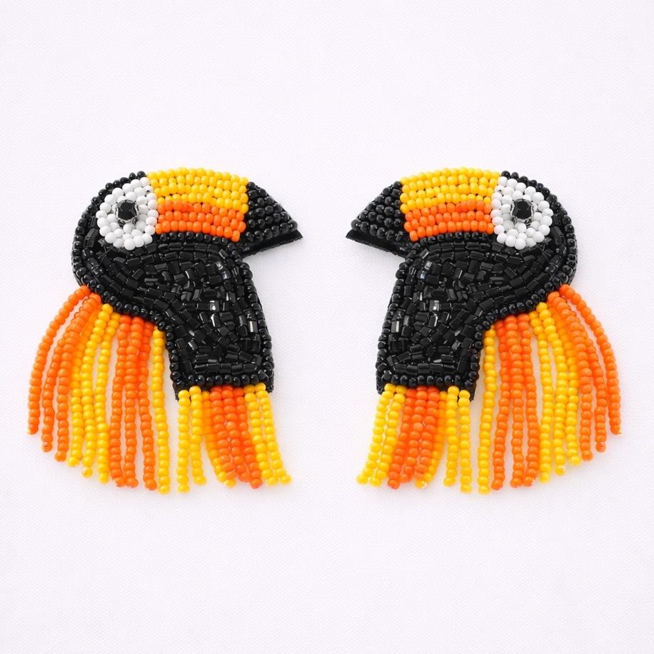 beaded toucan earrings colorful bird drop jewelry tropical statement gift f main product view