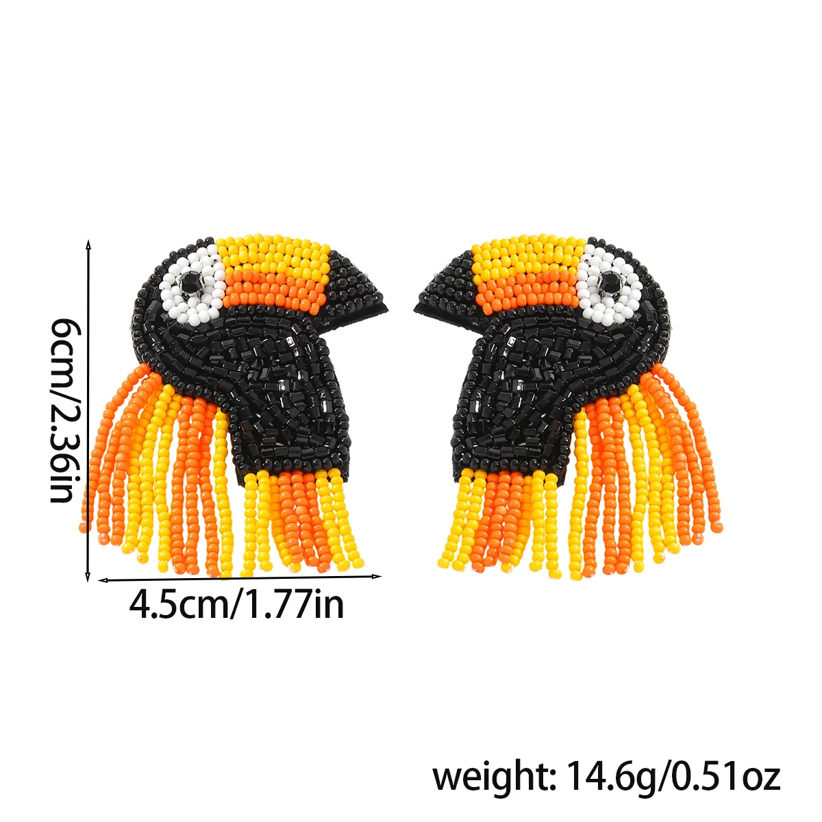 beaded toucan earrings colorful bird drop jewelry tropical statement gift f detail product view