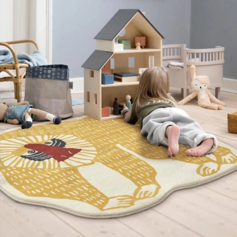 bear round animal rug playroom bedroom styled product view