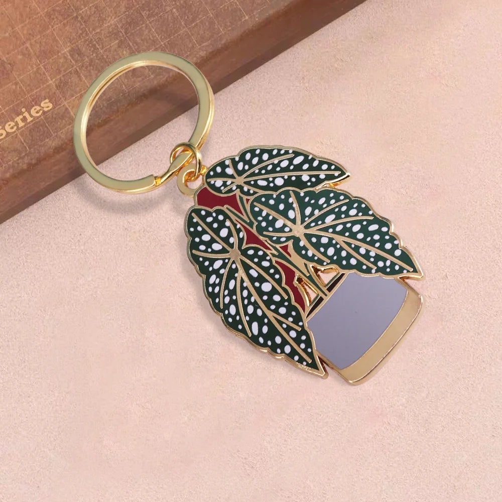 begonia plant keychain botanical bag charm alternate product view
