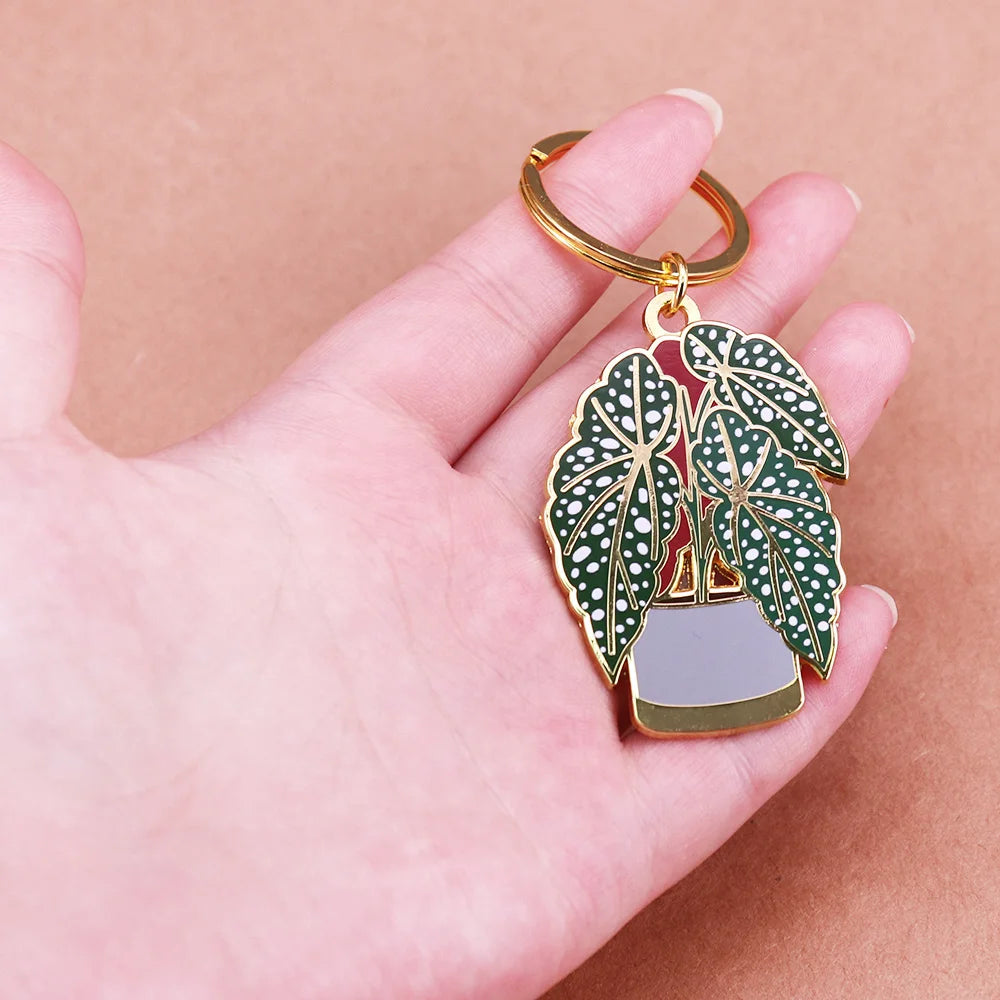begonia plant keychain botanical bag charm styled product view